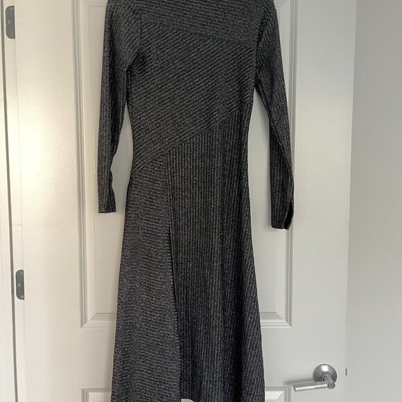 All Saints Gia Sparkle Gray Metallic Midi Dress Size 6 - Picture 4 of 6